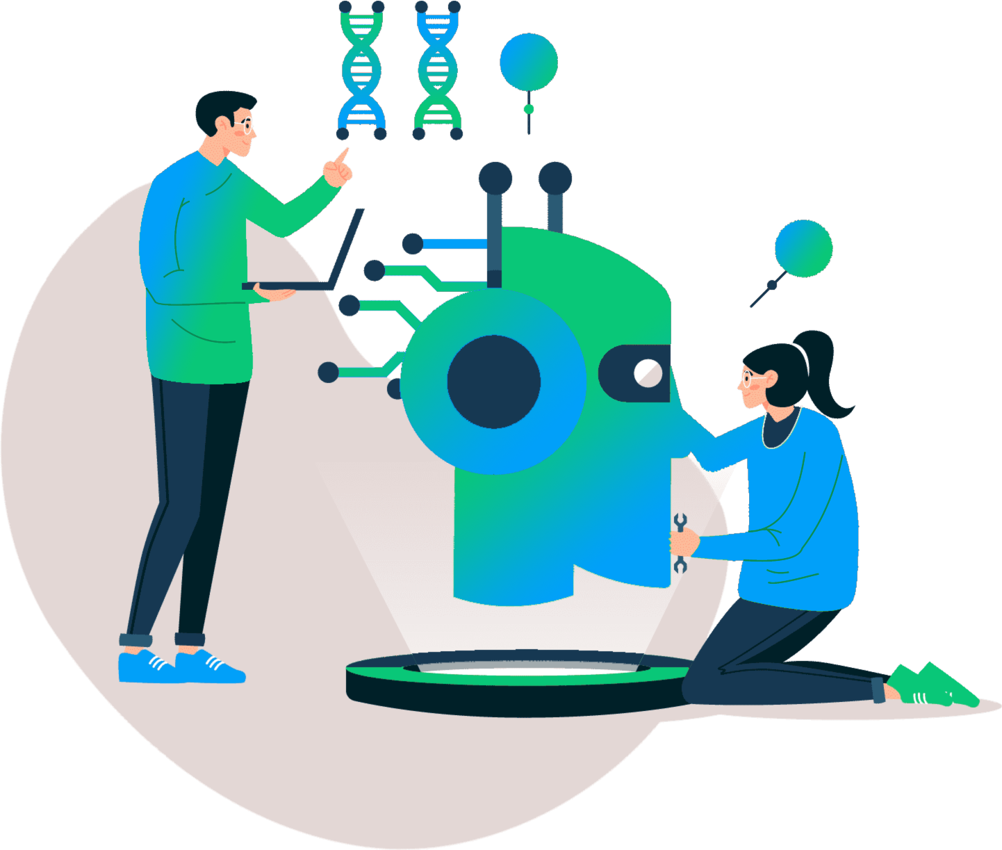 Technology specialists developing an AI-powered solution